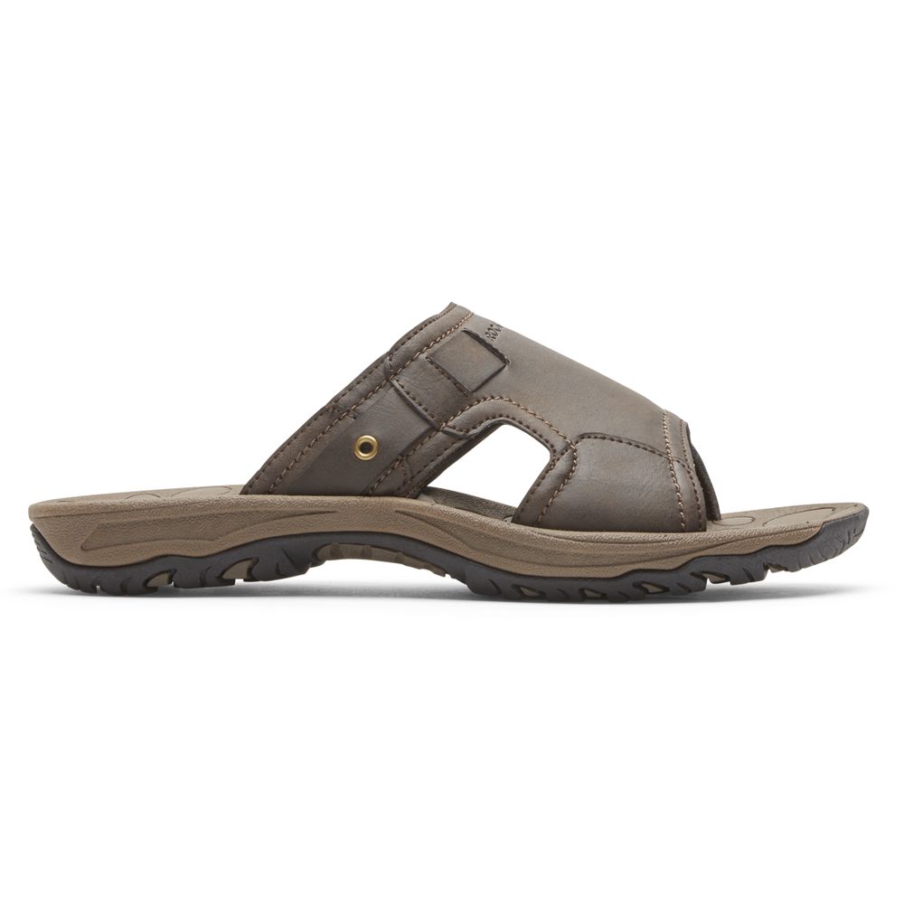 Rockport Men's Hayes Slide Sandals - Brown - USA (4231FTGPN)